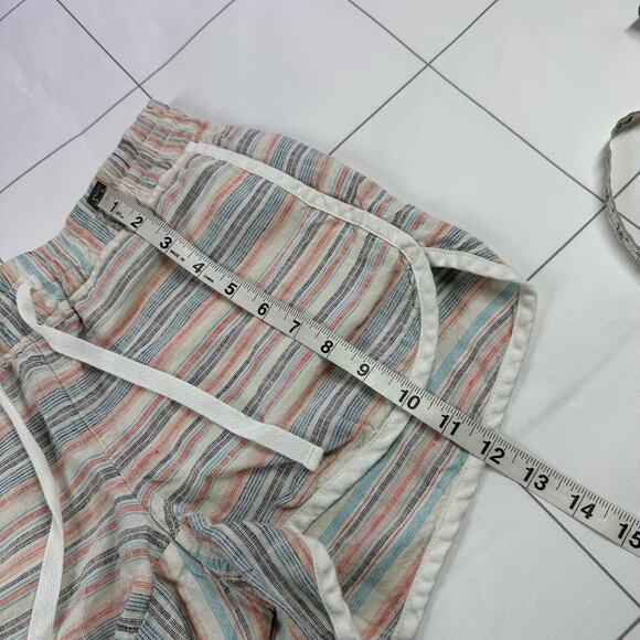 Athleta Shorts Womens 4 Cream Multi Striped Jacquard Sandbar Linen Beach Casual - Picture 11 of 11